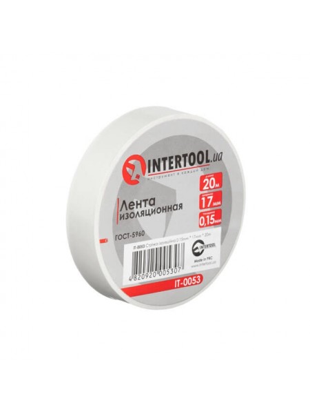 Стрічка ізоляційна, 17 мм * 20 м * 0.15 мм, біла INTERTOOL IT-0053