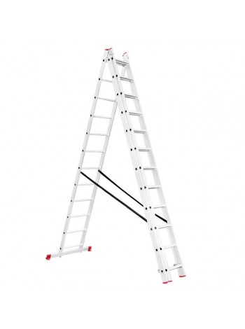 Драбина з алюмінію, 3-секційна універсальна розкладна, 3х12 сход., 7,89 м INTERTOOL LT-0312