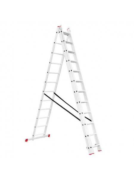 Драбина з алюмінію, 3-секційна універсальна розкладна, 3х12 сход., 7,89 м INTERTOOL LT-0312