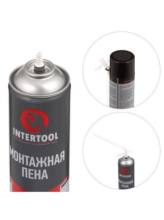 Піна монтажна, всесезонна, 500 мл / 500 г, 30+ л, трубка INTERTOOL FS-1150