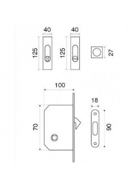 Ручка на розсув. двері Fimet 3663AR F05+LOCK+MQ мат хром (комплект)