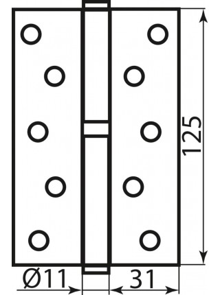 Завіса RDA 125*3*2,5 (1 подш, сталь) мат.нікель права