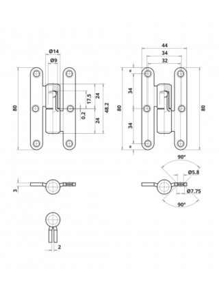 Петля карточная Otlav CI055140P204 черный SX правая