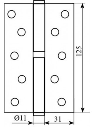 Завiса 125 * 3*2,5 (1 підшип, сталь) мат.ант латунь права Fuxia