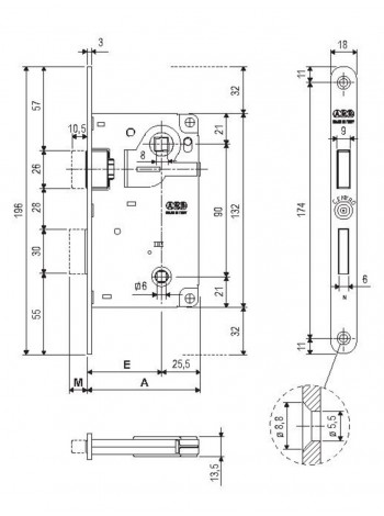 AGB Art. B040065003 Centro Focus Механізм вж латунь 90мм