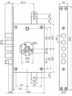 Mottura Art. 3D771R80005CS Замок 4-риг з засувом під тяги правий складаний ключ