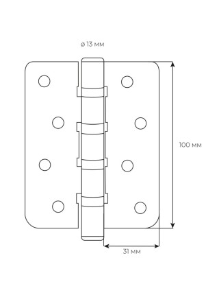 Петля RDA 100*3*3 (4 подш. сталь) закр. R7 мат хром