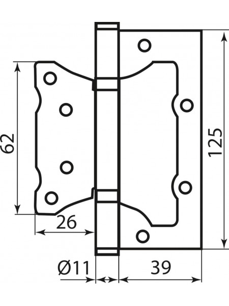 Завiса RDA 125 * 2,5 (2подш, сталь) Eurocento мат хром