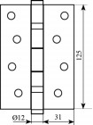 Завiса 125 * 3 (2 підшип, сталь) мат.лат Fuxia