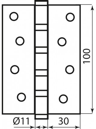 Завіса 100*2,5 (4 подш, сталь) ант. латунь BRUNO