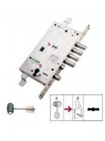 Mottura Art. 54797TBDR54 Замок 4-риг з засувкою і допом замком під євроциліндр