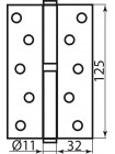 Завіса 125*2,5 (1 подш, сталь) титан права RDA