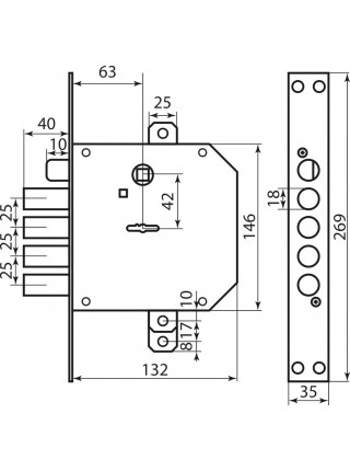 Mottura Art. 89723S5000 Замок 4-риг, 5 кл