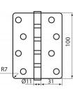 Завіса RDA 100*3*2,2 (4 подш, нерж сталь) закр. R7 SS мат хром