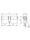 Циліндр RDA 35/35мм лаз. 70мм 5кл кругл.повор.ант.латунь