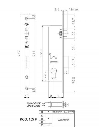 Замок 155, В:30mm (1-30145)