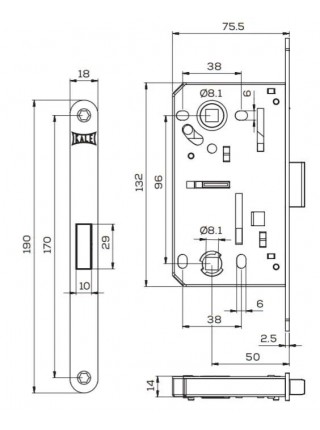 Замок 239N, міжкімнатний, WC, нікель (1-30210)