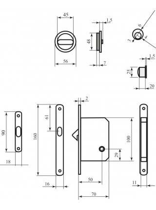 Комплект для розсувних дверей мат.латунь 4120 SB