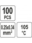 Кембрики термоусадні при t≤ 105°C з припоєм YATO, прозорі для провідників 0.25-0.34 мм², 100шт [558]