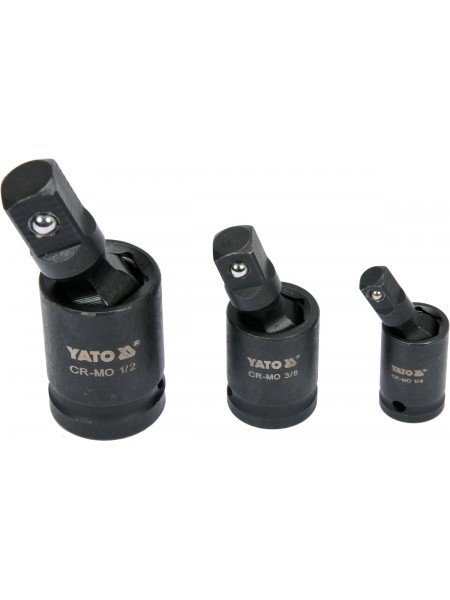 Подовжувачі карданні ударні YATO : квадрати- 1/2", 3/8", 1/4", 3 шт [10/60]