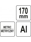 Кутник алюмінієвий 90°-45°-45° YATO l= 170 мм з транспортиром і стрілкою [6/24]