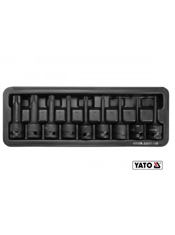 Набір насадок викруткових ударних YATO : TORX T20-T70. квадрат- 1/2". Cr-Mo. 9 Од