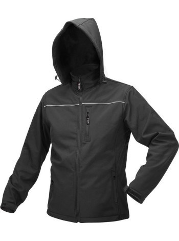 Куртка робоча SOFTSHELL з прикріп капюшоном YATO розм XXXL, чорна, 3 кишені, 96% поліест і 4% спанде