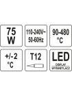 Паяльна станція мережева: 110-230 V YATO; Р= 75 Вт, t°= 90-480°С, жало тип T12, LCD табло [30]