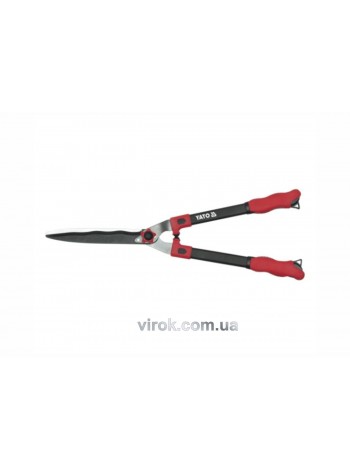 Ножиці до живоплоту YATO : Cталеві, прямі, регулятор натиску, L= 650x254 мм