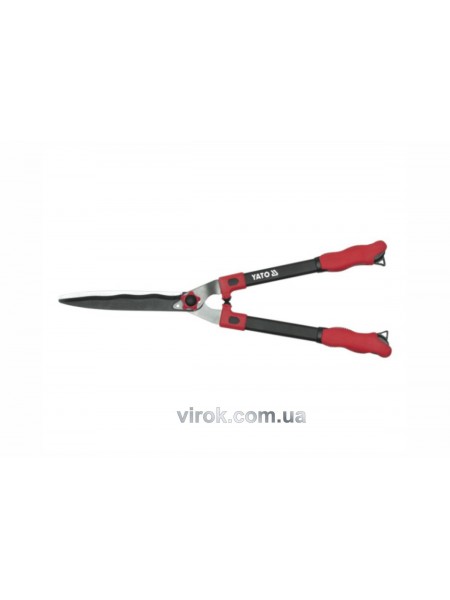 Ножиці до живоплоту YATO : Cталеві, прямі, регулятор натиску, L= 650x254 мм [12]