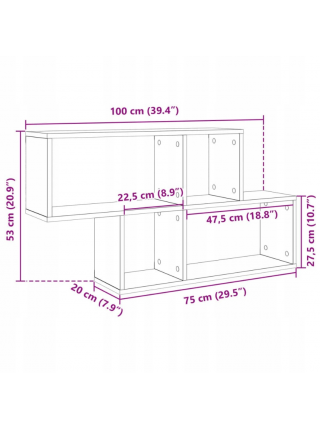 Настінна полиця 100x20x53 см , дуб сонома