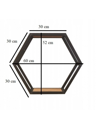 Шестигранна полиця лофт 30x30