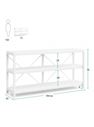 Стол консоли Tribesigns, подставка для телевизора с 3-ярусными полками, белый  (U0120)