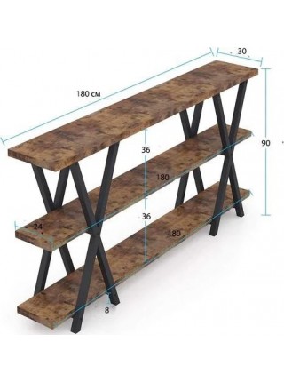 Стол консольный  3-ярусными полками, коричневый  (CJ119-X)
