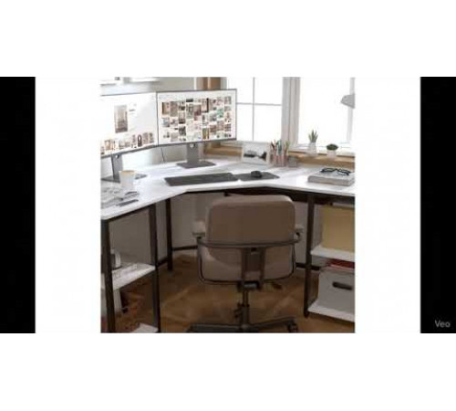 Г-образный компьютерный стол Haillee с металлическим основанием