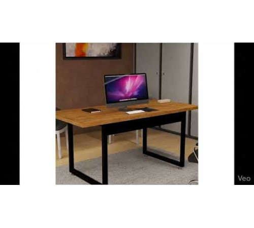 Офисный стол в индустриальном стиле, орех