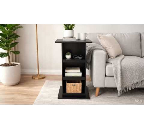 Барный стол с местом хранения, черный