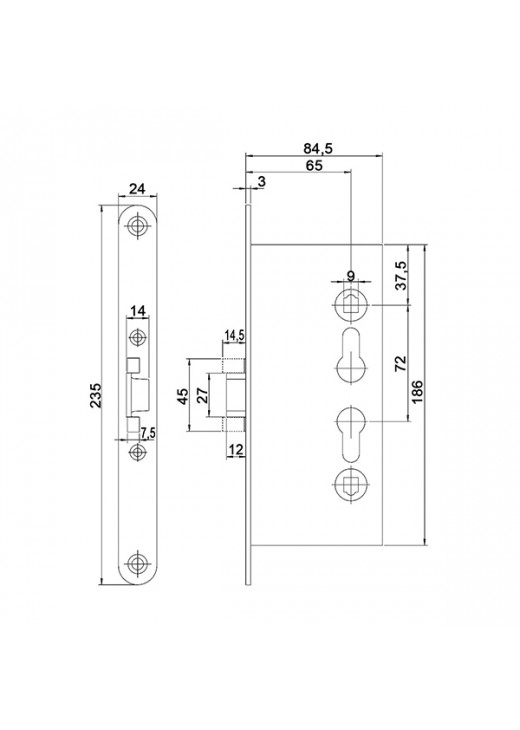 Механізм замка CLASS 1739 (BS65*72мм) протипожежний ZP