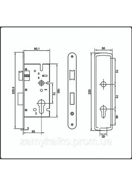 Замок врізний з ручками CLASS SN 7255-4