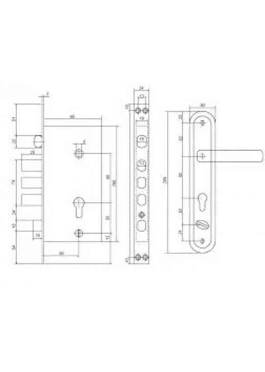 Замок врізний з ручками CLASS T5D L CP