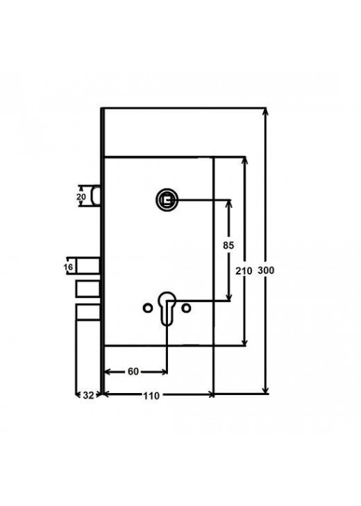 CLASS Замок врізний 252RL-C(євро МОНОБЛОК під ручку)