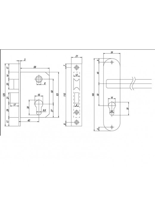 Замок врізний з ручками CLASS 0823 AB M60Z