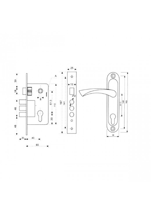 Комплект замка KEDR 1023-M60 АВ