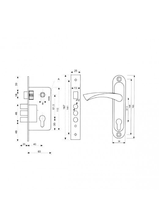 Комплект замка KEDR 1023-M60 (BS40*60 ММ) NI