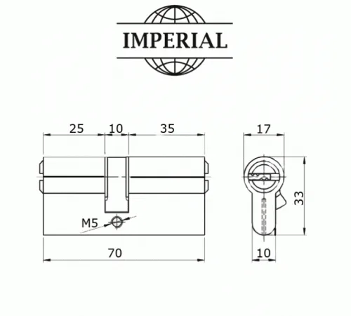 Циліндровий механізм Imperial ZC 70 мм 30/40 PB ключ/ключ