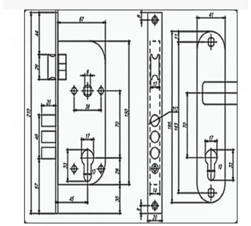 Комплект врізного замка KEDR 1523-M60-G з ручками та лазерним ключем