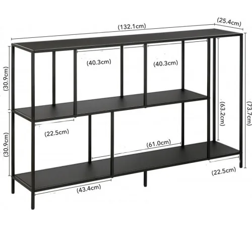 Консольный стол лофт 132×25×73 см (металл черный, ЛДСП)