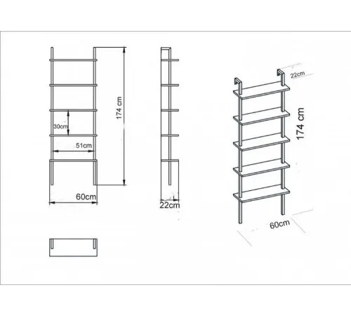 Стеллаж Rother 2  — стремянка-стеллаж 174×60×22 см