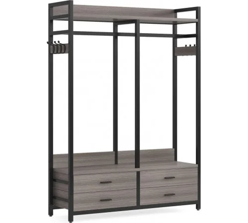 Стелаж-органайзер, вішалка для одягу з ящиками та полицями