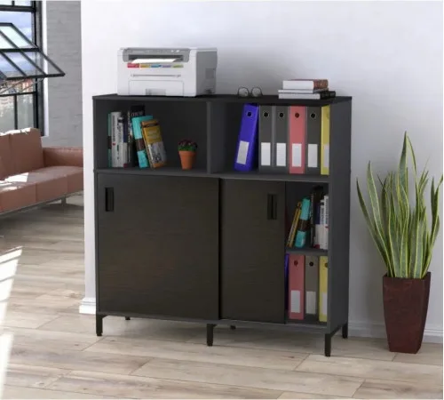 Тумба офисная LS-1200-1200 — раздвижная дверь, на ножках.